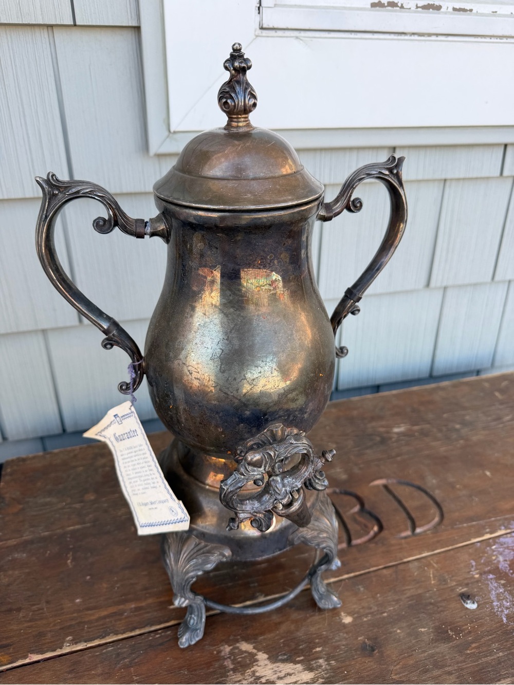 Vintage Silver-Tone Coffee maker with Ornate Handles - Silverplate